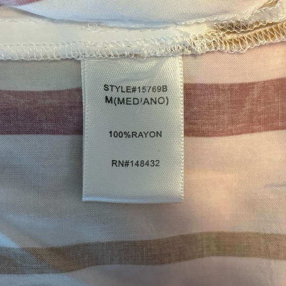 Sleeveless Top with Mauve Stripes and Twist Front - Picture 5 of 5